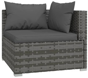 Set Divani da Giardino 14 pz con Cuscini in Polyrattan Grigio