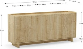 Cassettiera di colore naturale con effetto rovere 180x80x40 cm Daira – Marckeric