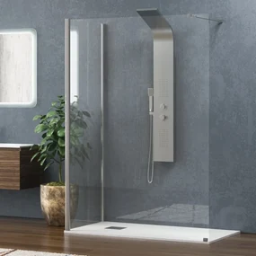 Kamalu - Doccia walk-in ad angolo 90x90cm vetro anticalcare KW4000