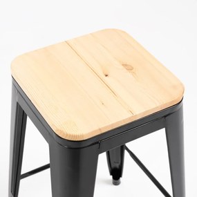 Sgabello Torix Basso Legno Naturale - Nero
