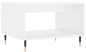 Tavolino da Salotto Bianco Lucido 60x50x40 cm Legno Multistrato