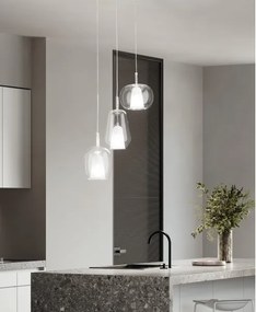 Ondaluce - Lampadario sospeso su cavo THELMA 3xE27/15W/230V Ø 19,5 cm oro/trasparente