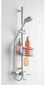 Mensola da bagno in acciaio sospesa in argento Viva! - Metaltex