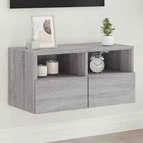 Mobile Tv A Parete Grigio Sonoma 60x30x30 Cm Legno Multistrato /
