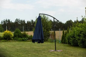 Ombrellone da giardino blu con supporto