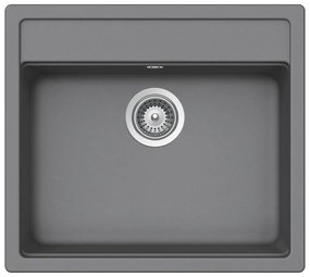 Lavello integrato 1 vasca DELINIA Onega quarzo L 51 x L 57 cm grigio