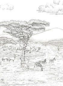 Isidore Leroy Carta da parati panoramica Vallee du Rift Grisaille - Panel C