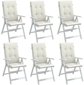 Cuscini Sedia Schiena Alta 6 Crema Mélange 120x50x4 Tessuto /