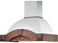 Cappa cucina rustica bianca GAIA MAX con cornice in legno intarsio colore tabacco cm 90