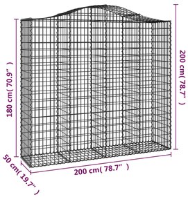 Cesti Gabbioni ad Arco 14 pz 200x50x180/200 cm Ferro Zincato