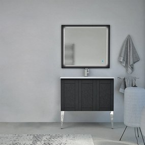 Mobile bagno Denver a terra 90 cm finitura grafite con specchio led touch