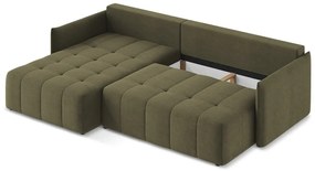 Divano angolare color kaki allungabile/con contenitore (con penisola a sinistra/con chaise lounge) Moku – Makamii