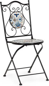 Set Bistrot Tavolo Mosaico 80x120 Cm Con 4 Sedie Pieghevoli Mykonos Bizzotto