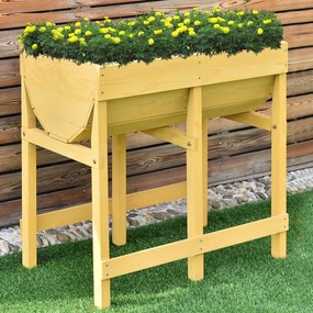 Costway Fioriera rialzata in legno di abete con 2 scomparti per piante e fiori, Aiuola rialzata da esterno 70x45x72cm