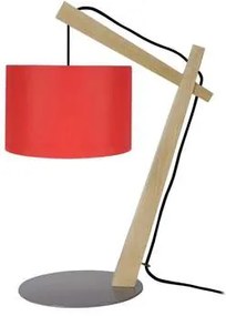 Tosel  Lampade d’ufficio lampada da comodino tondo legno naturale e rosso  Tosel