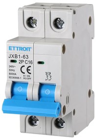 ETTROIT Interruttore Magnetotermico Automatico 2P 16A 6000A 220V Salvavita Stotz Occupa 2 Moduli DIN