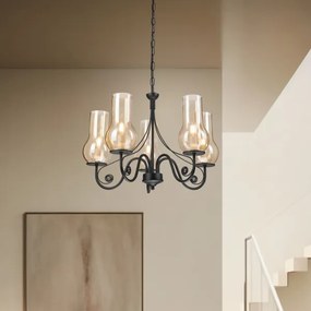 Brilagi - LED Lampadario a sospensione con catena COTTAGE 5xE14/40W/230V nero/marrone