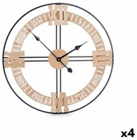 Orologio da Parete Nero Metallo Legno MDF 60 x 60 x 5 cm (4 Unità)