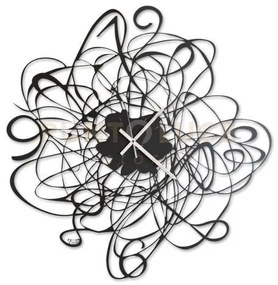 Orologio da parete di design con intreccio doodle nero