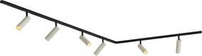 Sistema di illuminazione a binario moderno con 6 faretti beige monofase - Slimline Uzzy