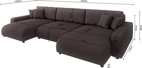 Divano angolare marrone allungabile/con contenitore (a U) con rivestimento in velluto a coste Sara – Ropez
