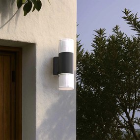 Applique Cilindrica Bidirezionale Nera IP54 con 2 basi GU10