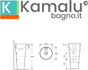 Lavabo da terra monoblocco altezza 83cm bianco | Litos-KELY3800 - KAMALU