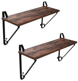 Set da 2 mensole a parete SHELFY, marrone/nero
