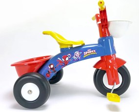 Triciclo a Pedali Primi Passi per Bambini 3 Ruote e Vano Contenitore Marvel Spidey Blu e Rosso...