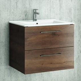 Mobiletto bagno 60 cm lavabo incasso e due cassetti NEL-60 - KAMALU