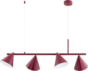 Lampadario a sospensione con cavo ZELTA 4xE27/15W/230V, rosso