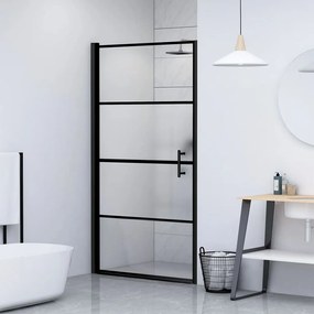 Parete Doccia 91x195 Cm Vetro Temperato Semi Smerigliato Nero /