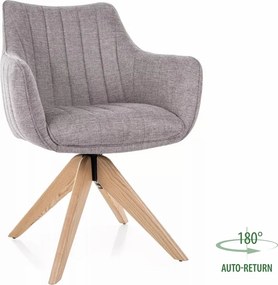 Sedia Azalia D Brego con rotazione automatica 180° – tessuto grigio e gambe in legno di frassino