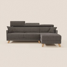 Sole Divano letto matrimoniale angolare con penisola contenitore e poggiatesta reclinabili - tessuto smacchiabile T23