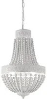 Lampadario Shabby Chic-Provenzale Monet Legno Bianco 5 Luci E14