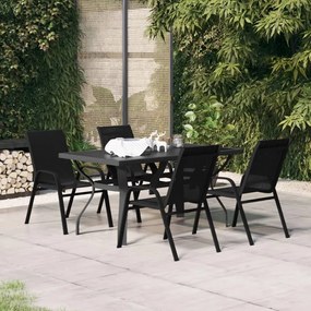 Set da pranzo da giardino 5 pz nero