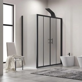 Kamalu - Box doccia 70x200 doppio scorrevole telaio nero vetro piumato | KFN6000SN