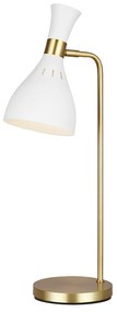 Lampada Da Scrivania Contemporanea Joan Acciaio Bianco Ottone Brunito 1 Luce E27