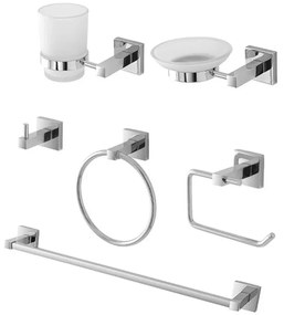 Set accessori a muro 6 pezzi in metallo cromato e viti incluse Rock