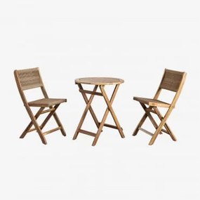Set tavolo rotondo (Ø60 cm) e 2 sedie da giardino pieghevoli in - Sklum