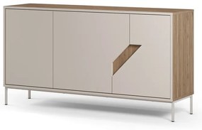 Cassettiera effetto rovere in colore crema-naturale 150x80x40 cm Lilou - Marckeric