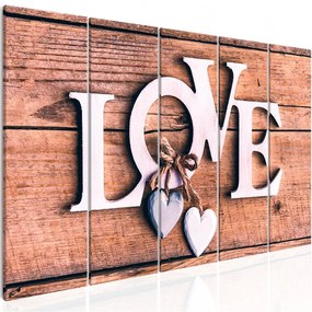 Quadro Wooden Letters (5 Parts) Narrow  Colore Marrone, Dimensioni e Misure 200x80