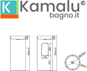 Lavabo da terra cilindrico con drenaggio laterale finitura gun metal | KGL46000L - KAMALU