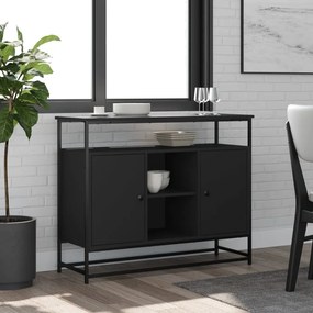 Credenza Nera 100x35x80 Cm İn Legno Multistrato /