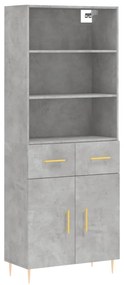 Credenza grigio cemento 69,5x34x180 cm in legno multistrato