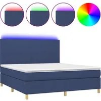 Letto a Molle con Materasso e LED Blu 160x200 cm in Tessuto 3135291