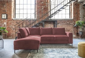 Divano letto angolare in velluto rosa (angolo sinistro) Lofty Lilly - Miuform