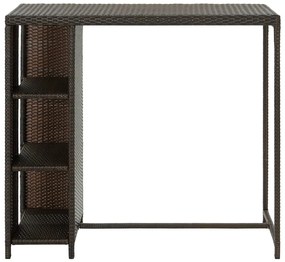 Tavolo da bar con ripiani marrone 120x60x110 cm in polyrattan