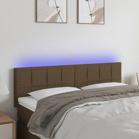 Testiera A Led Marrone Scuro 144x5x78/88 Cm İn Tessuto /