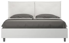 Letto matrimoniale senza rete 160x190 bianco frassino cuscini similpelle bianco Egos Appia